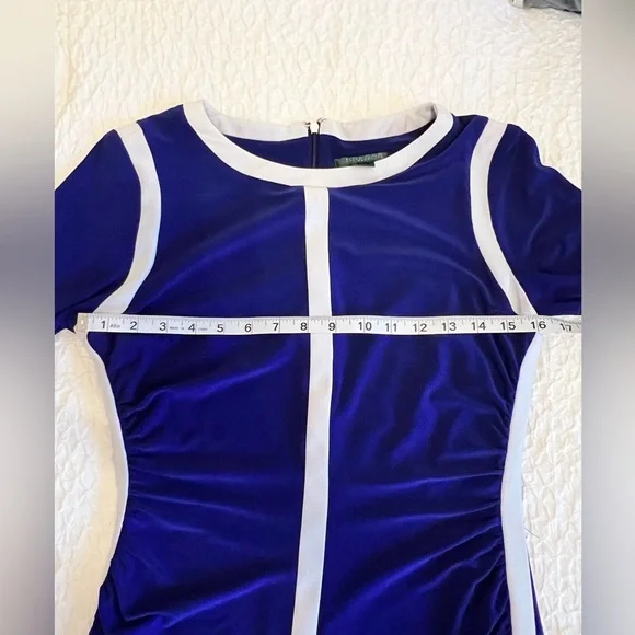 Ralph Lauren Long Sleeve Dress With White Stripe Detail Size: 6 - Picture 3 of 9
